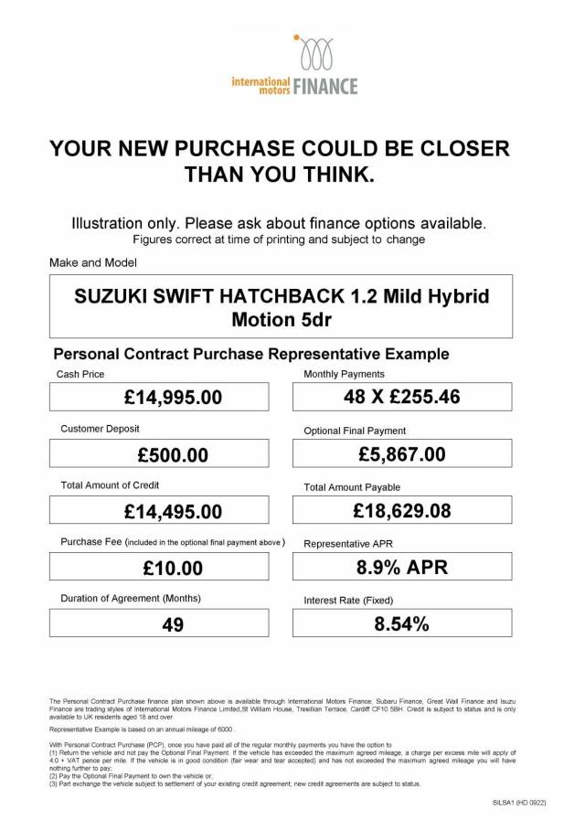 2025 Suzuki Swift 1.2 Mild Hybrid Motion 5dr