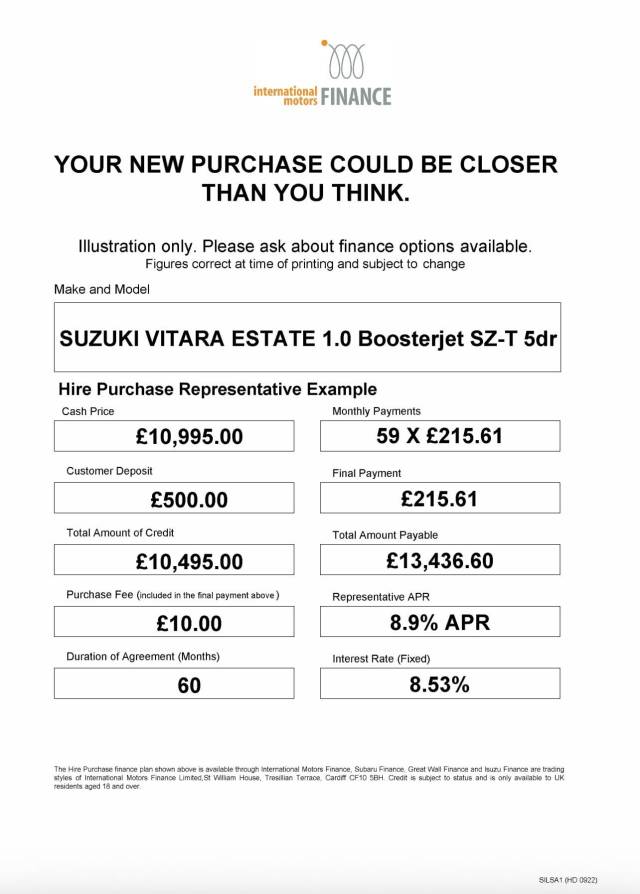 2019 Suzuki Vitara 1.0 Boosterjet SZ-T 5dr