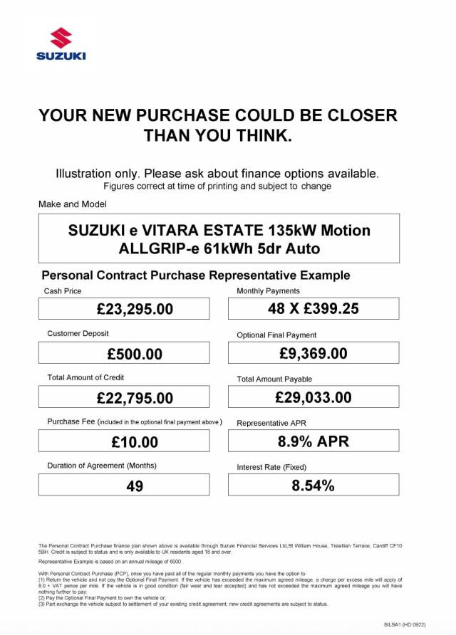 2025 Suzuki E-vitara 0.0 135kW Motion ALLGRIP-e 61kWh 5dr Auto