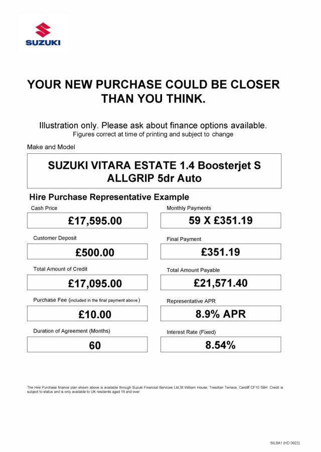 2018 Suzuki Vitara 1.4 Boosterjet S ALLGRIP 5dr Auto