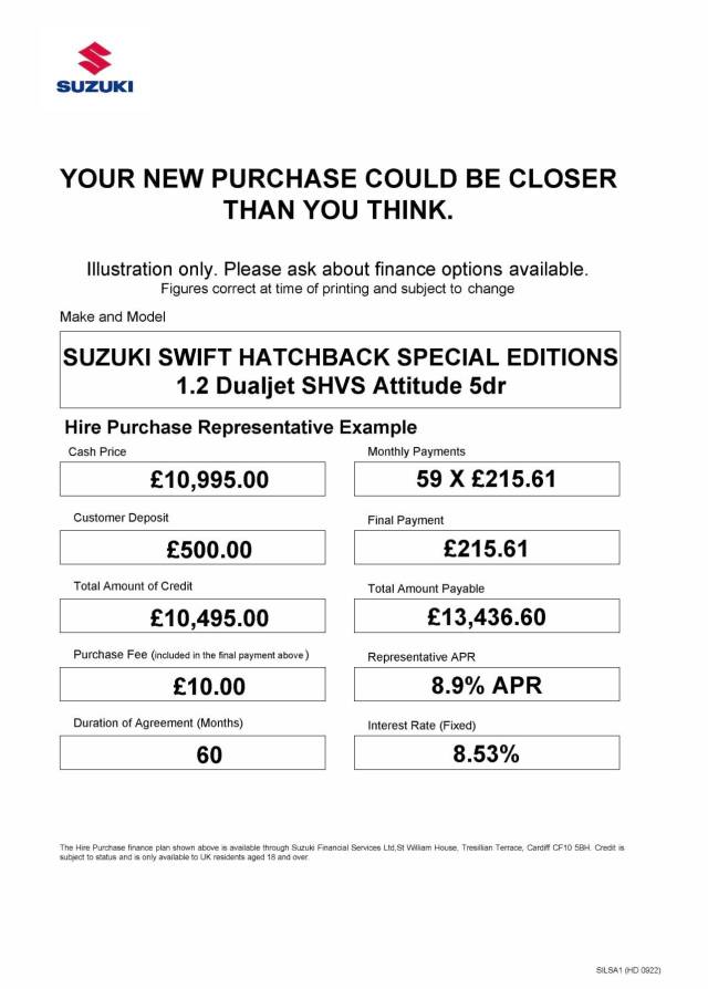 2020 Suzuki Swift 1.2 Dualjet SHVS Attitude 5dr