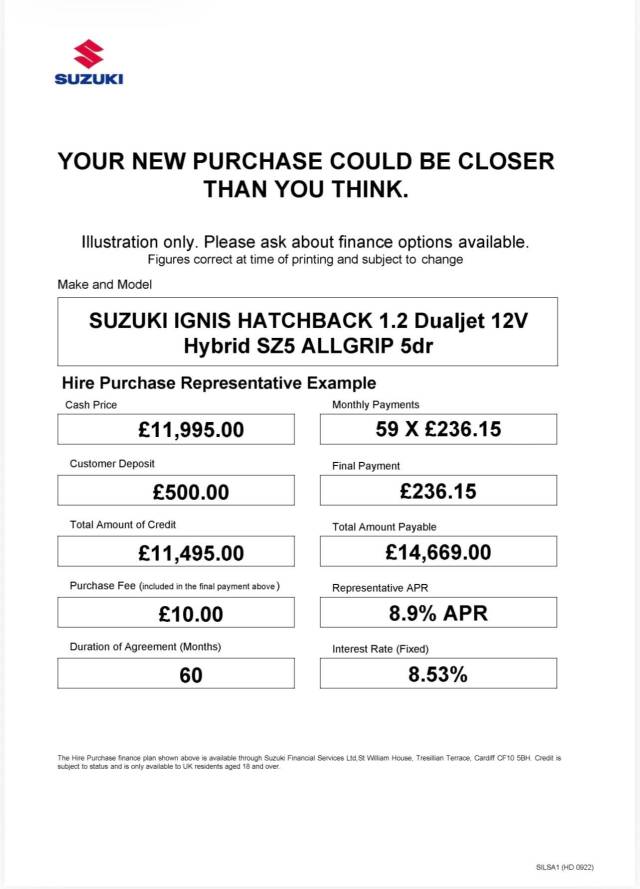 2022 Suzuki Ignis 1.2 Dualjet 12V Hybrid SZ5 ALLGRIP 5dr
