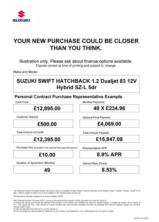 2023 Suzuki Swift 1.2 Dualjet 83 12V Hybrid SZ-L 5dr