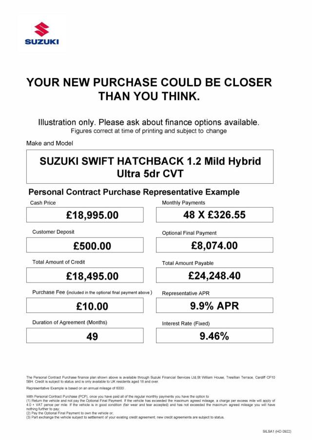 2026 Suzuki Swift 1.2 Mild Hybrid Ultra 5dr CVT