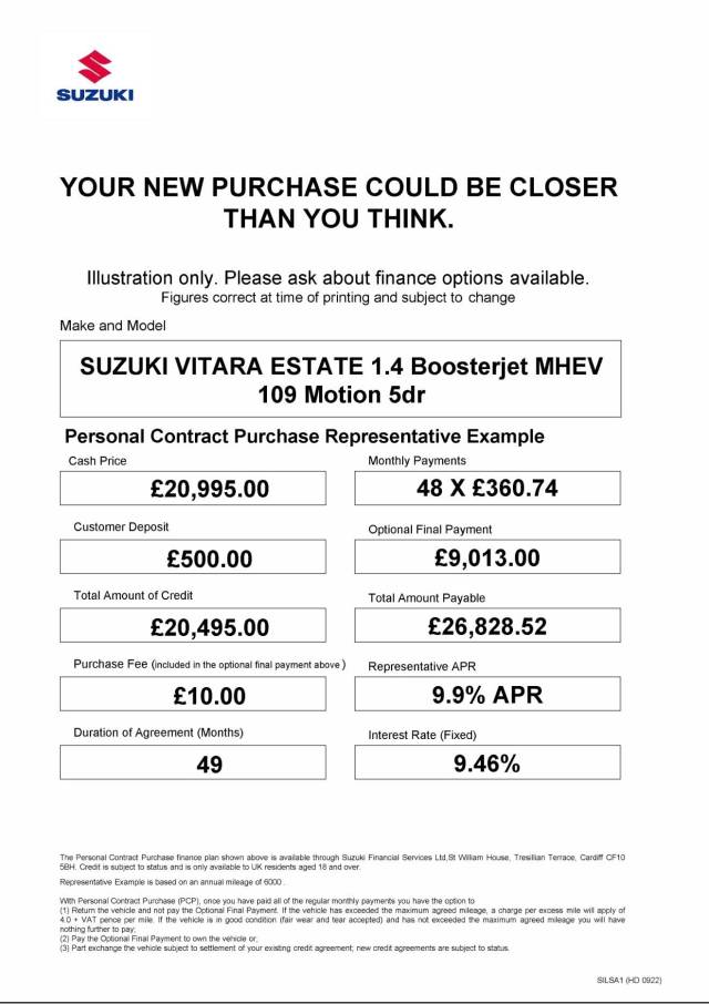 2026 Suzuki Vitara 1.4 Boosterjet MHEV 109 Motion 5dr
