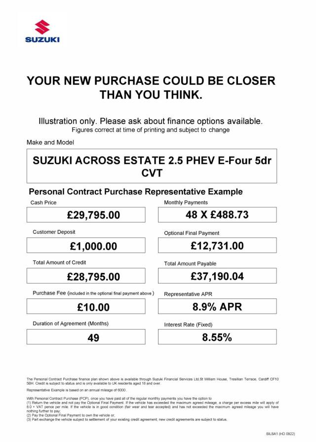2024 Suzuki Across 2.5 PHEV E-Four 5dr CVT
